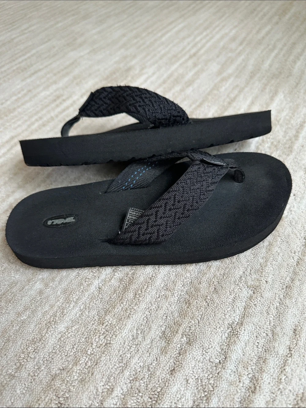 Teva Terrain Black Black Quilted Straps Flip Flops Sandals Womens Size 9